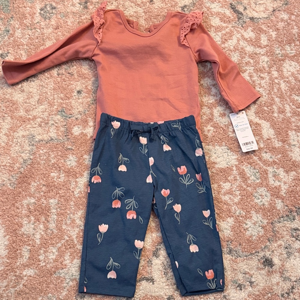NWT Carter's Pink and Blue Floral Set